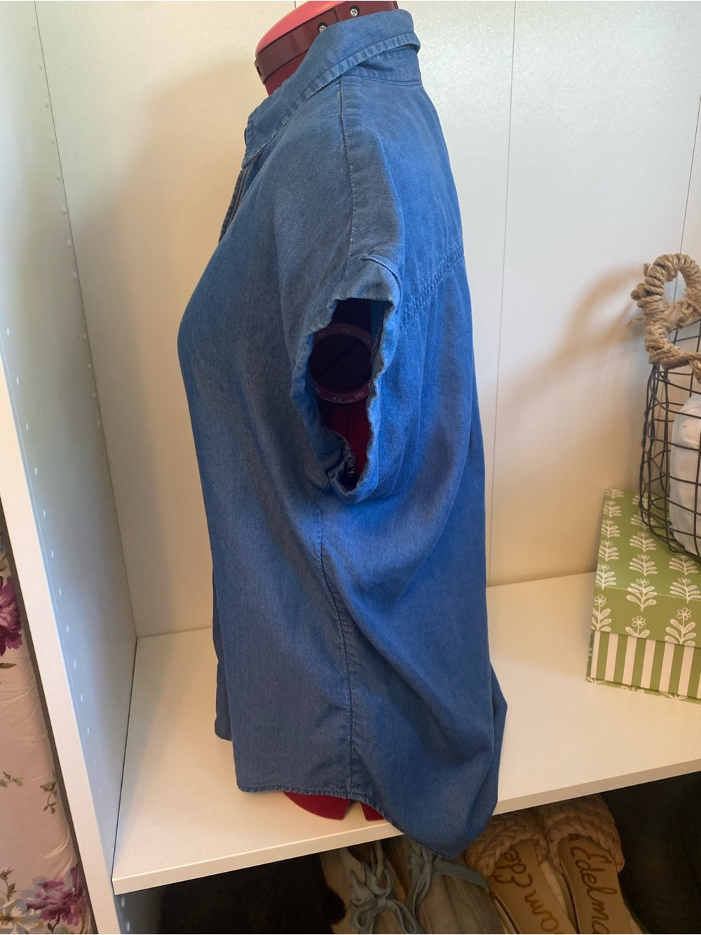 Relaxed Blue Denim Button-Down Shirt - Picture 3 of 5